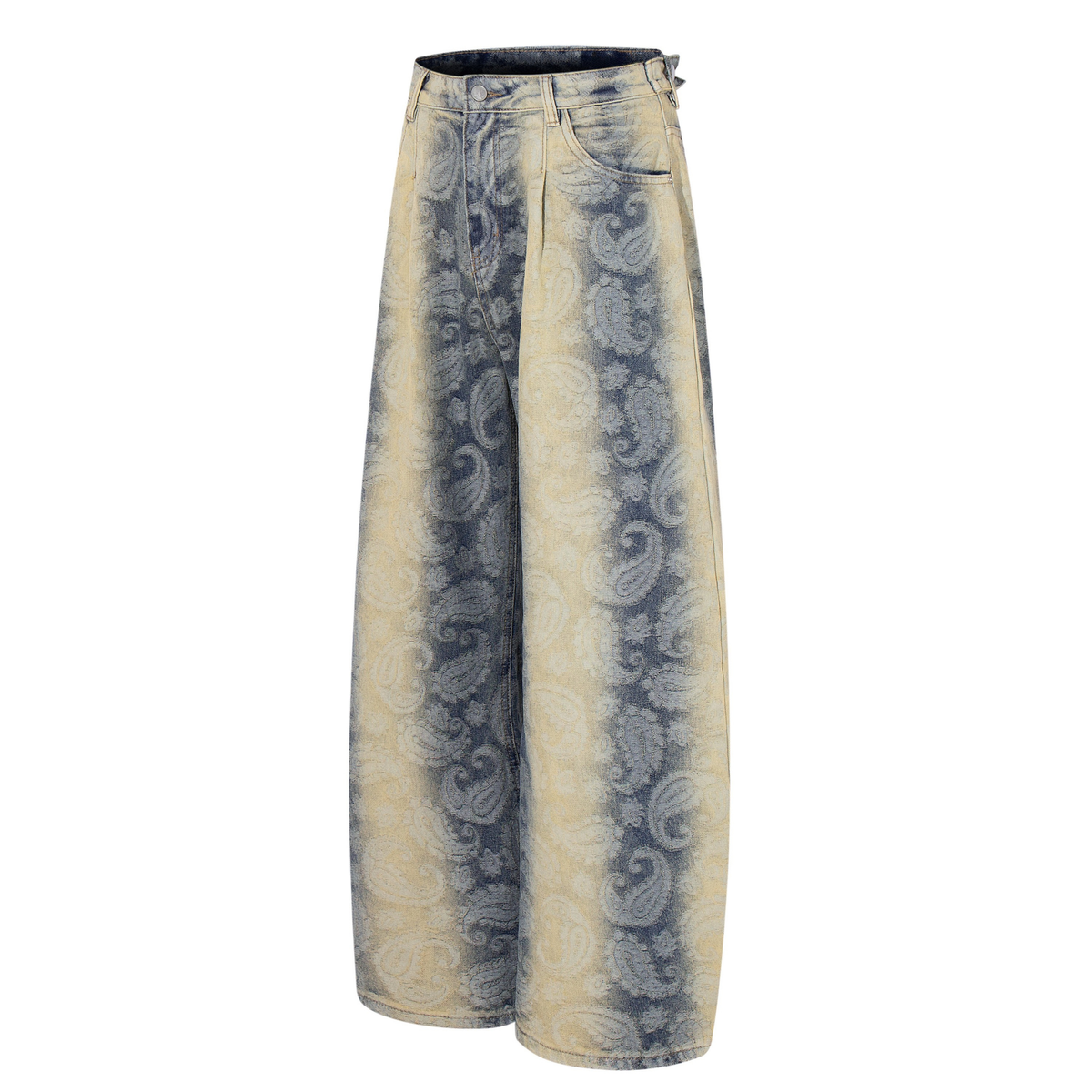 Madxmarx Paisley Spray-Fade Jeans mit weitem Bein