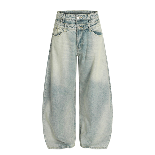 Madxmarx Double-Waist Balloon Fit Vintage Jeans - XS / Blue
