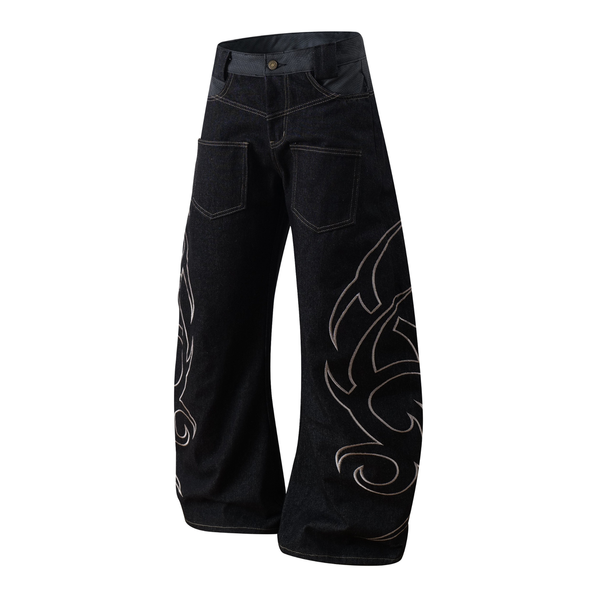 Madxmarx Tribal Embroidered Balloon Jeans