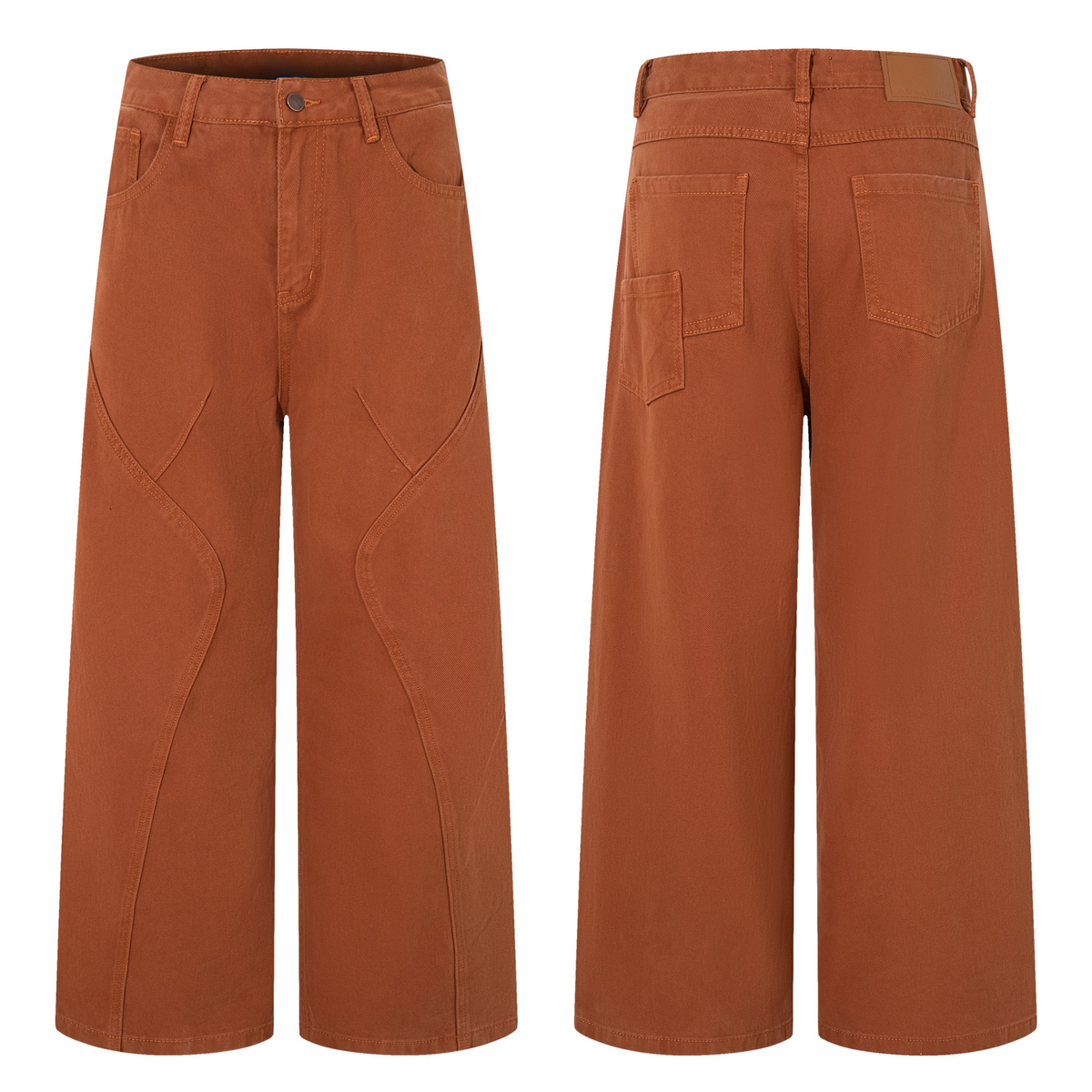 Calça Jeans Wide-Leg com Recortes Curvos Madxmarx