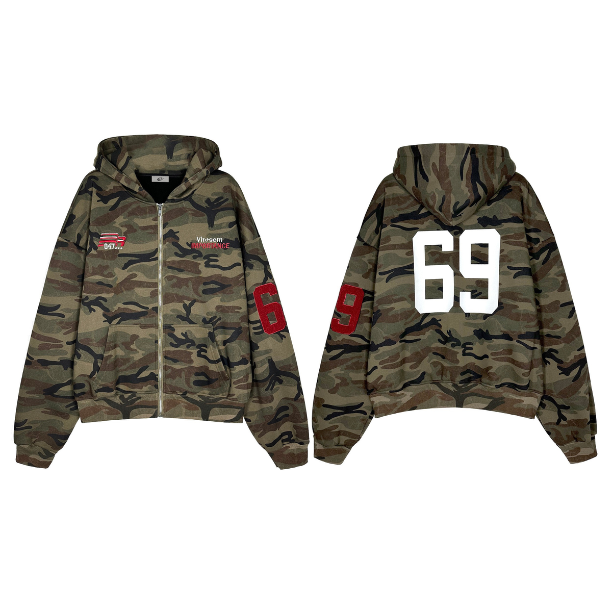 Madxmarx Camo Varsity Zip Hoodie