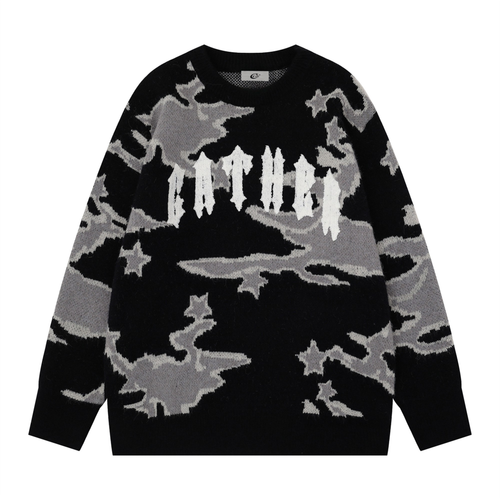 Madxmarx Camo Knit Sweater - M / Black