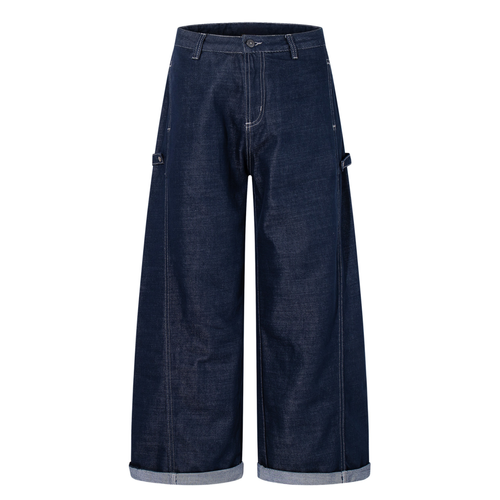 Calça Jeans Wide-Leg Cargo com Punhos Madxmarx - PP / Azul