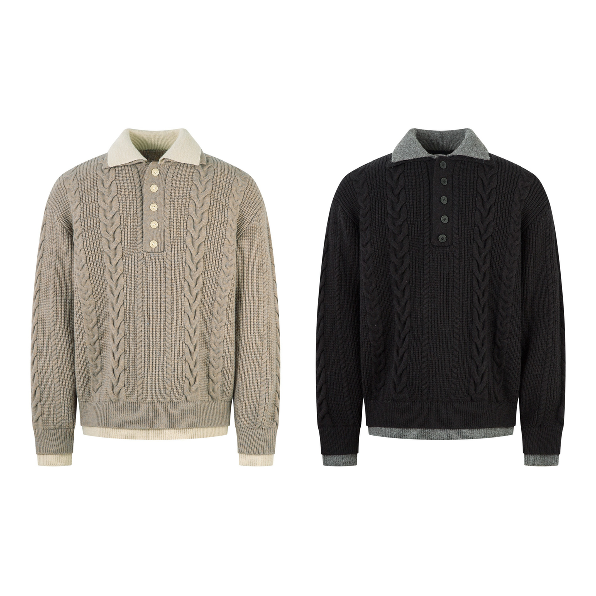Madxmarx Vintage Cable Knit Polo Sweater