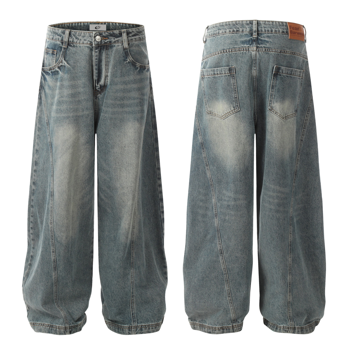 Madxmarx Curved-Panel Balloon Denim Pants