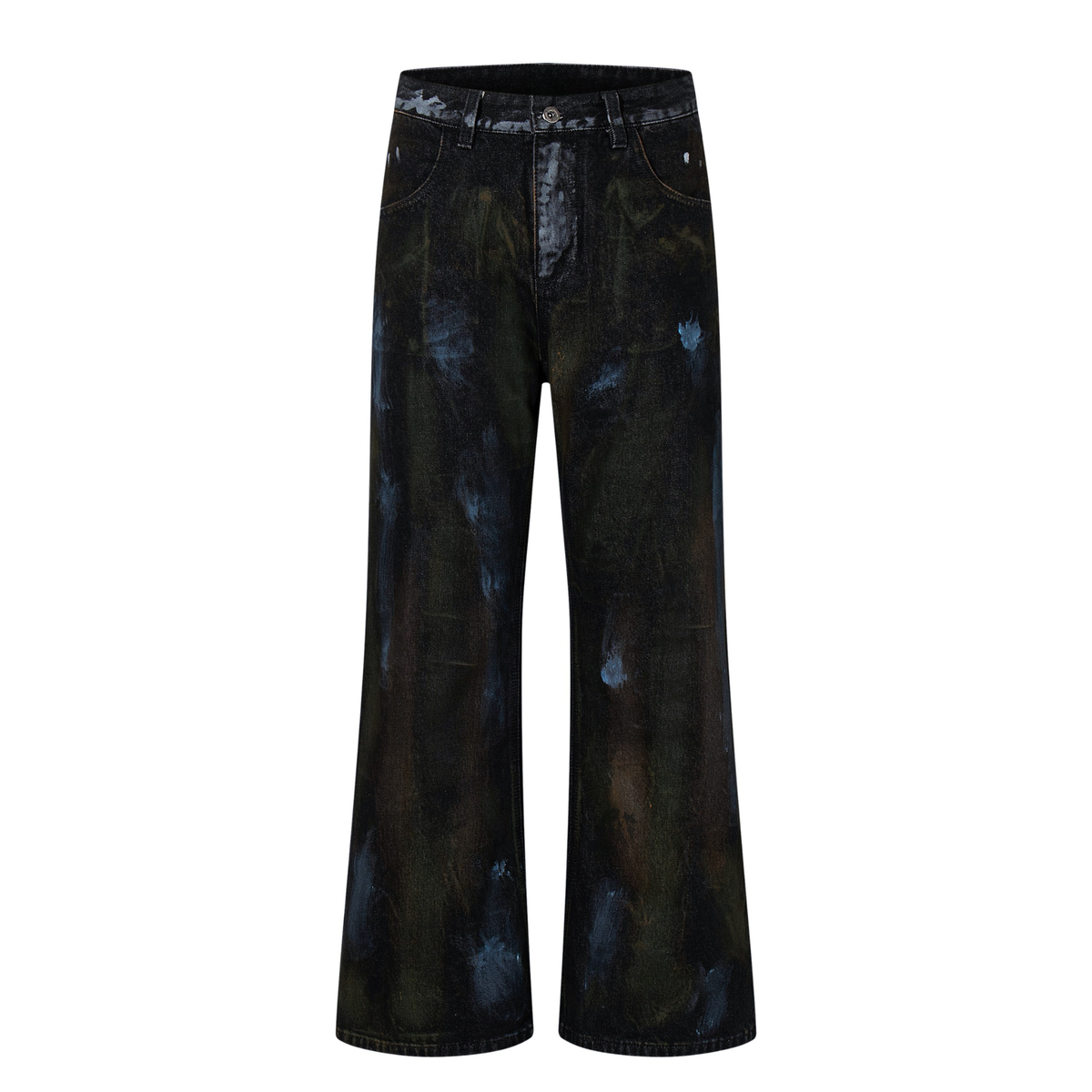 Madxmarx Hand-Painted Washed Wide-Leg Jeans