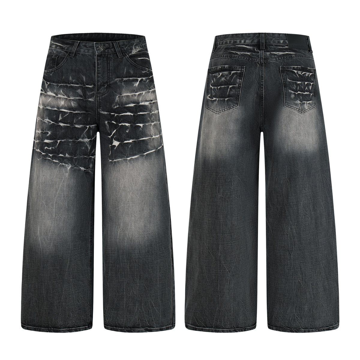 Madxmarx Cracked-Wash Wide-Leg Denim