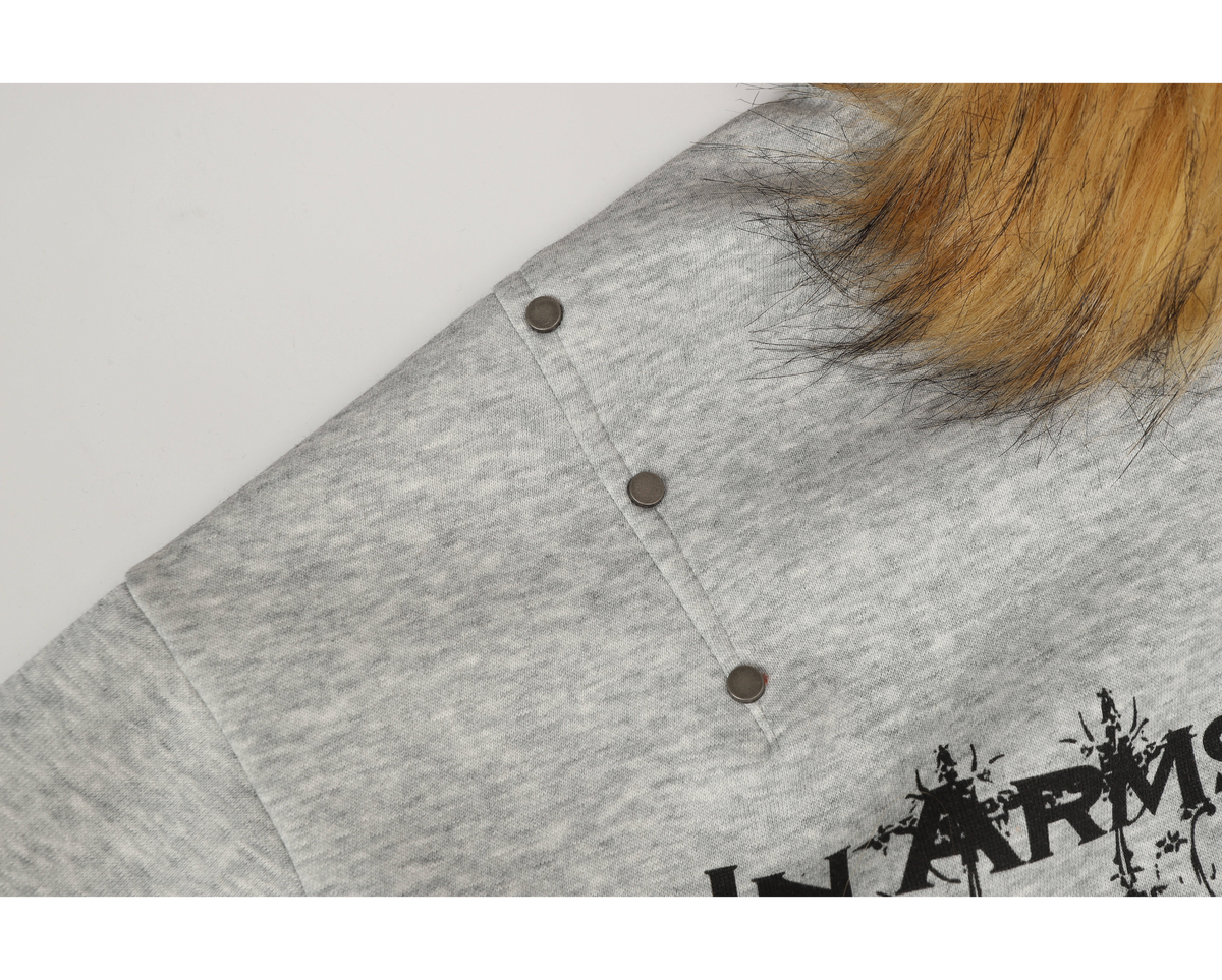 Madxmarx Gothic Fur Hood Zip Hoodie