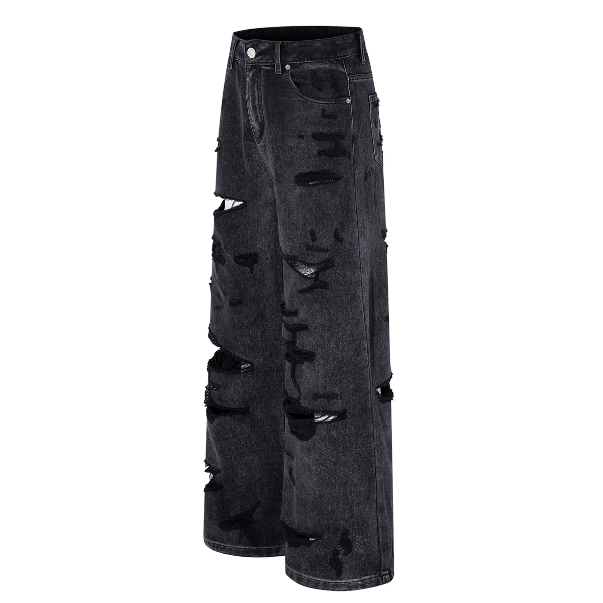 Madxmarx Jeans mit weitem Bein in beschichteter Distress-Optik