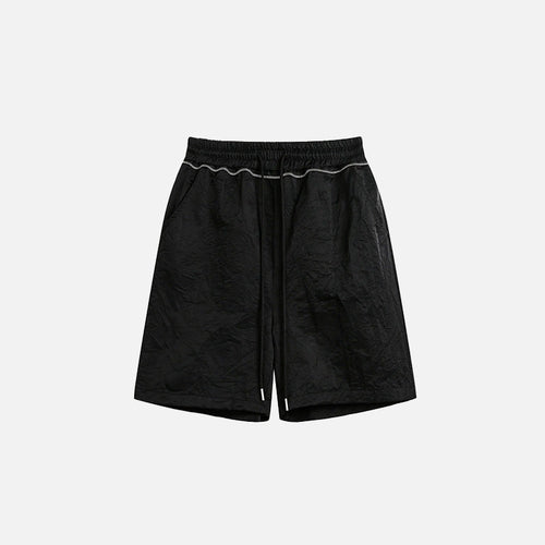 Solid Black Drawstring Shorts - Black / M