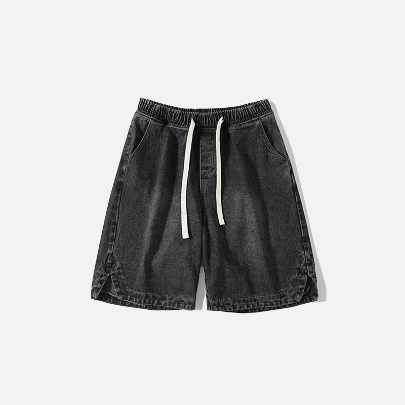 Washed Sports Denim Shorts