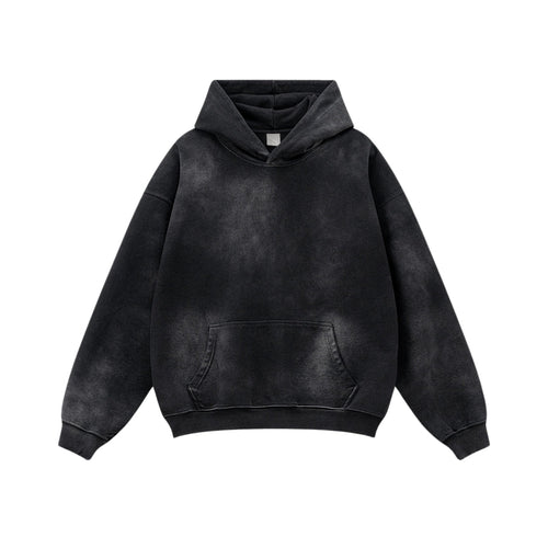 Ensemble dégradé composé d'un sweat à capuche ample et d'un pantalon de survêtement droit. - noir / S / haut
