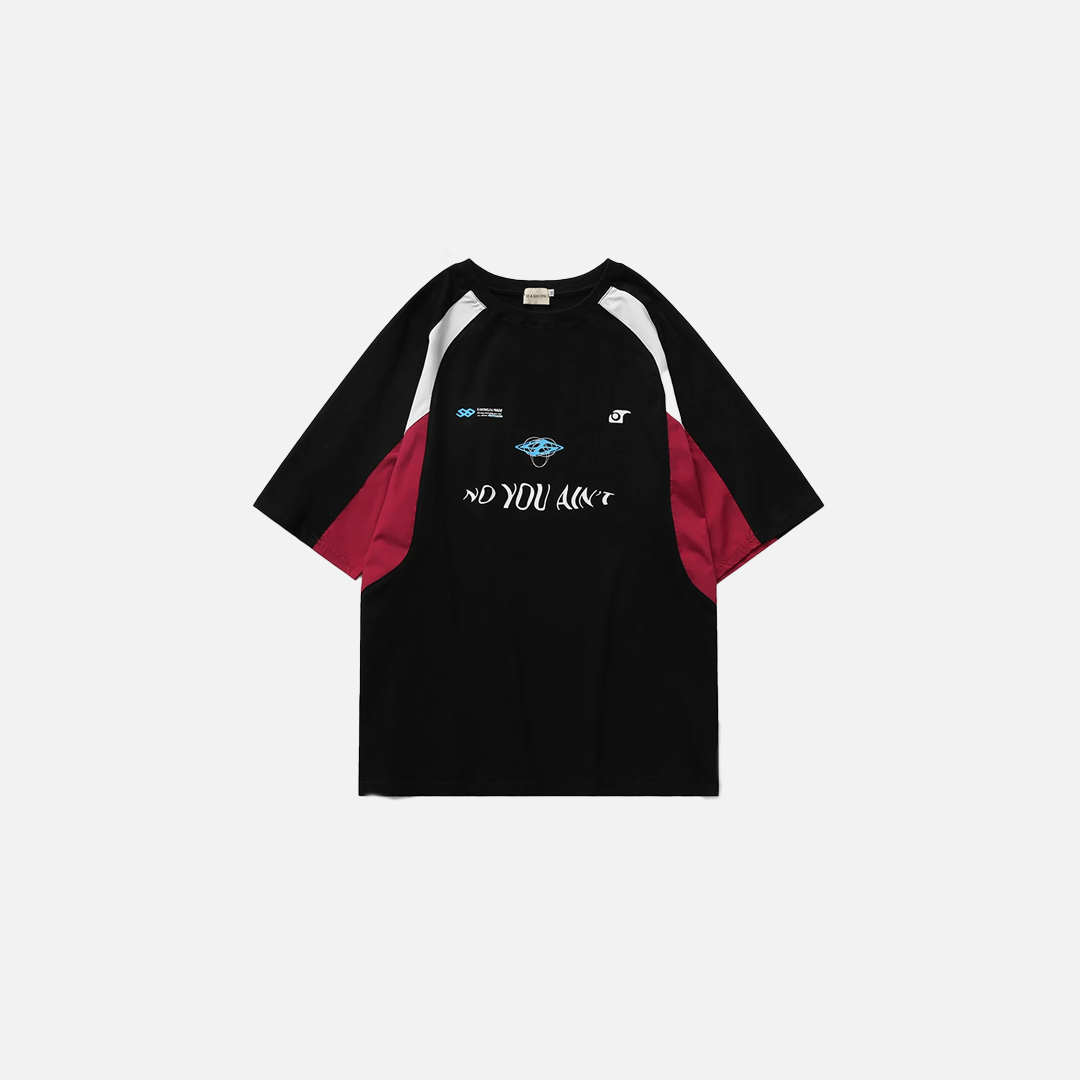 Contrast Letter Printed O-Neck T-Shirt
