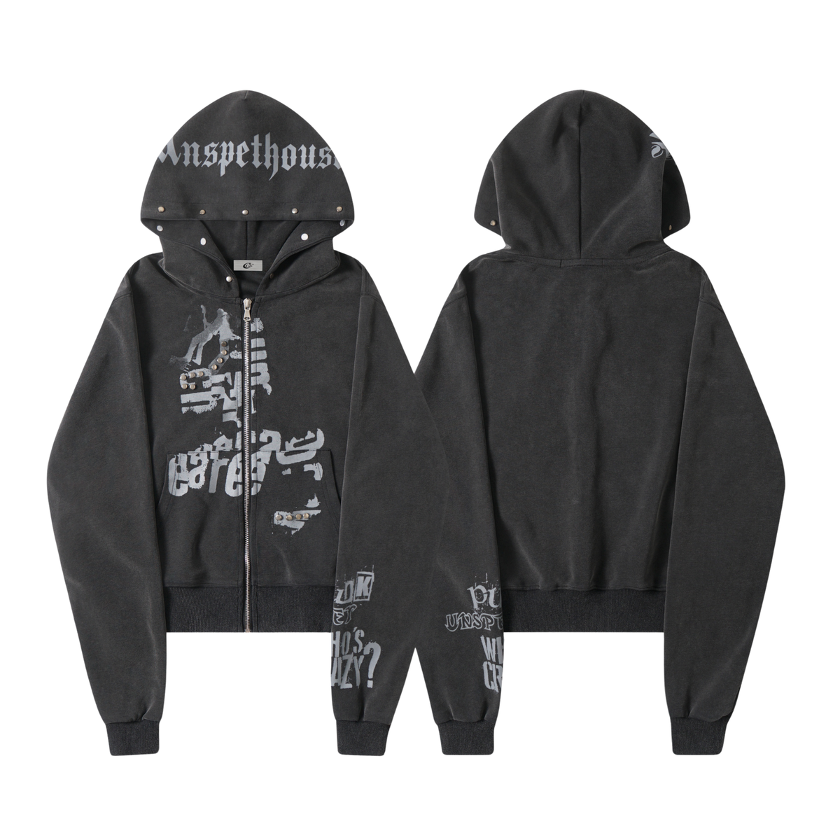 Madxmarx Punk Washed Zip Hoodie