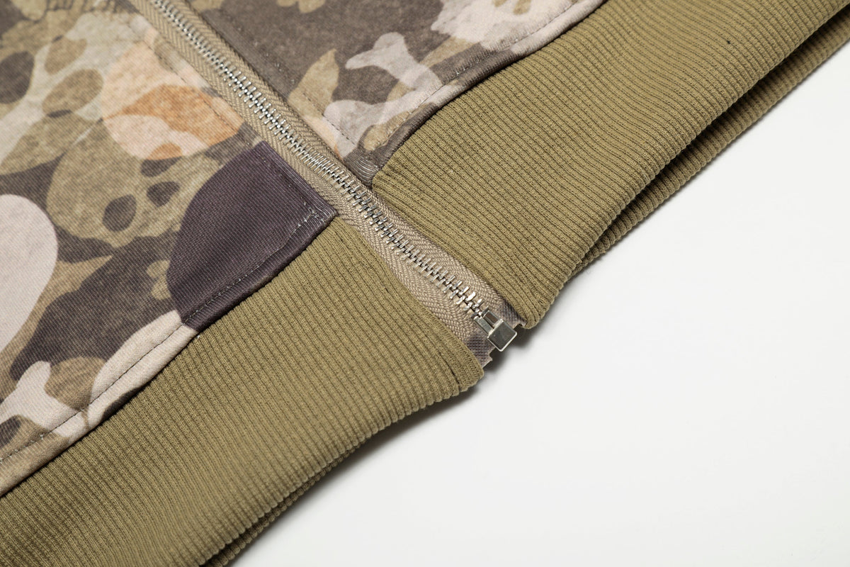 Madxmarx Kapuzenjacke mit Totenkopf-Camouflage und Fellbesatz