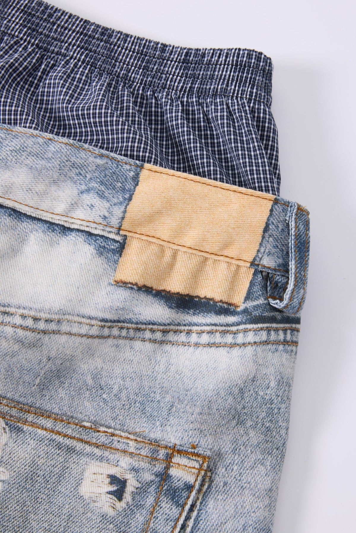 Madxmarx Layered Waist Distressed Jeans
