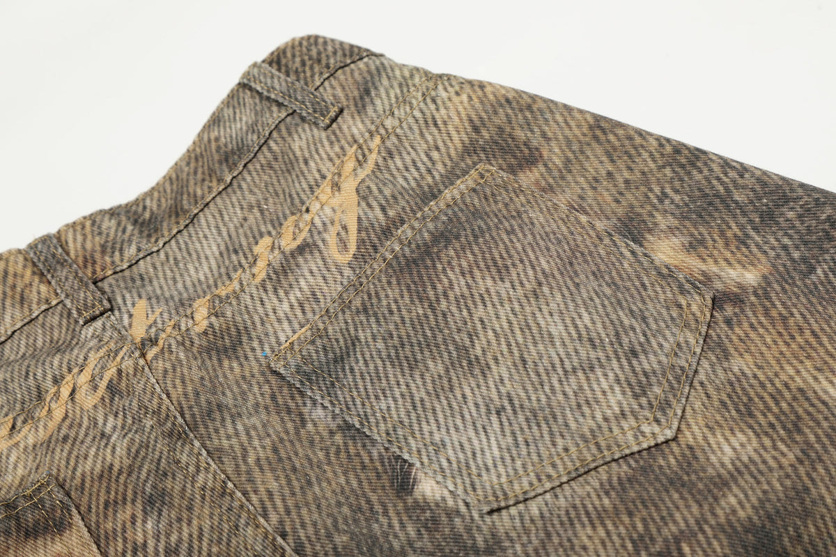Jeans larges lavés à motif léopard Madxmarx