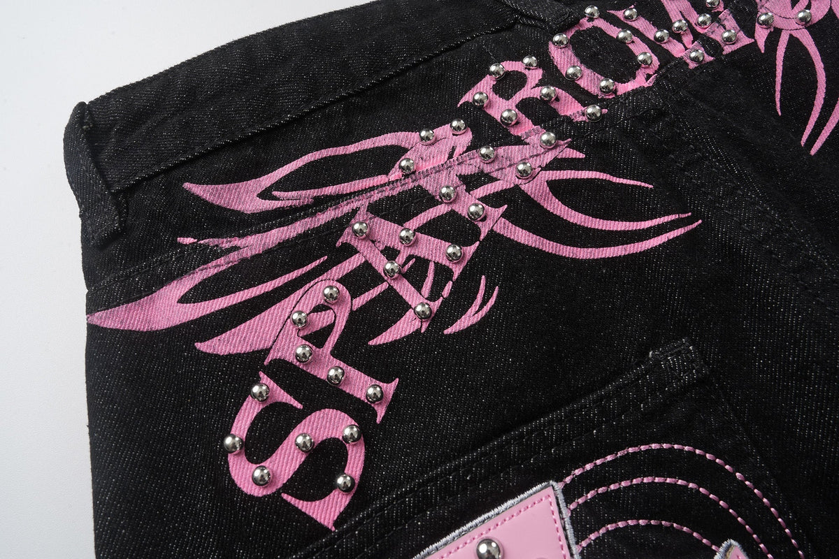 Jeans de pierna ancha con gráfico de bolsillo cruzado Madxmarx