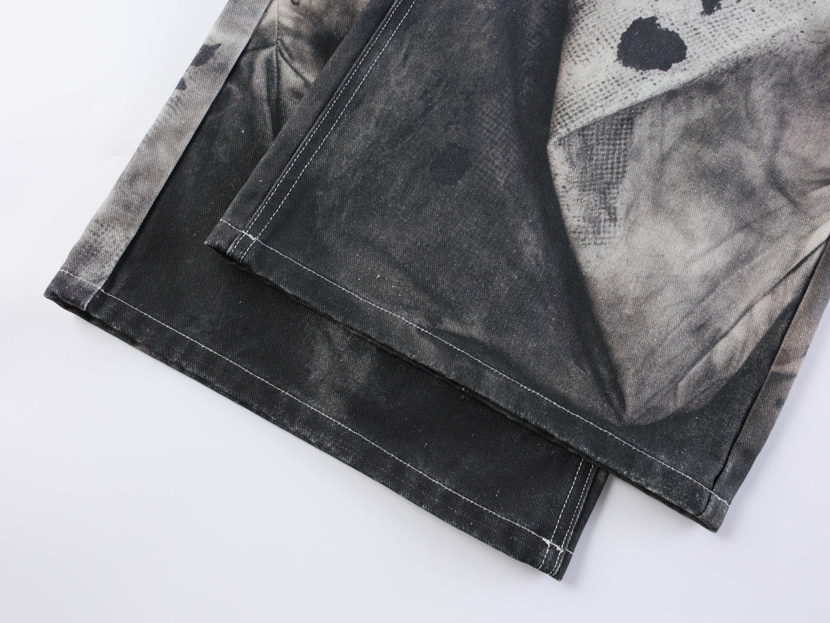 Madxmarx Abstract Wash Wide-Leg Jeans