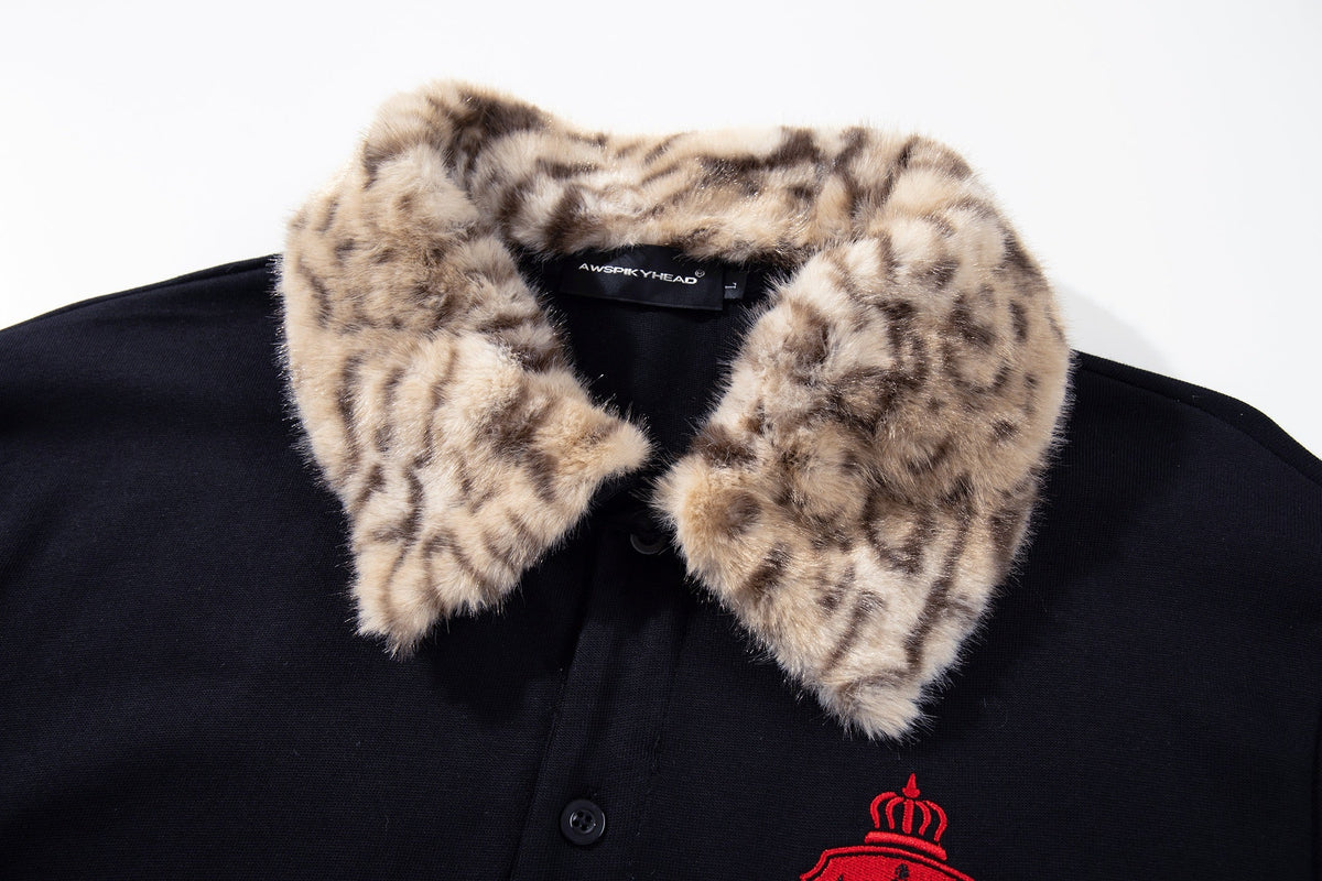 Madxmarx Fur Collar Layered Polo