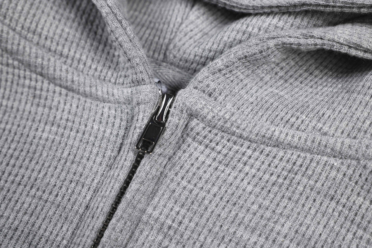 Madxmarx Waffle Knit Zip-Up Hoodie