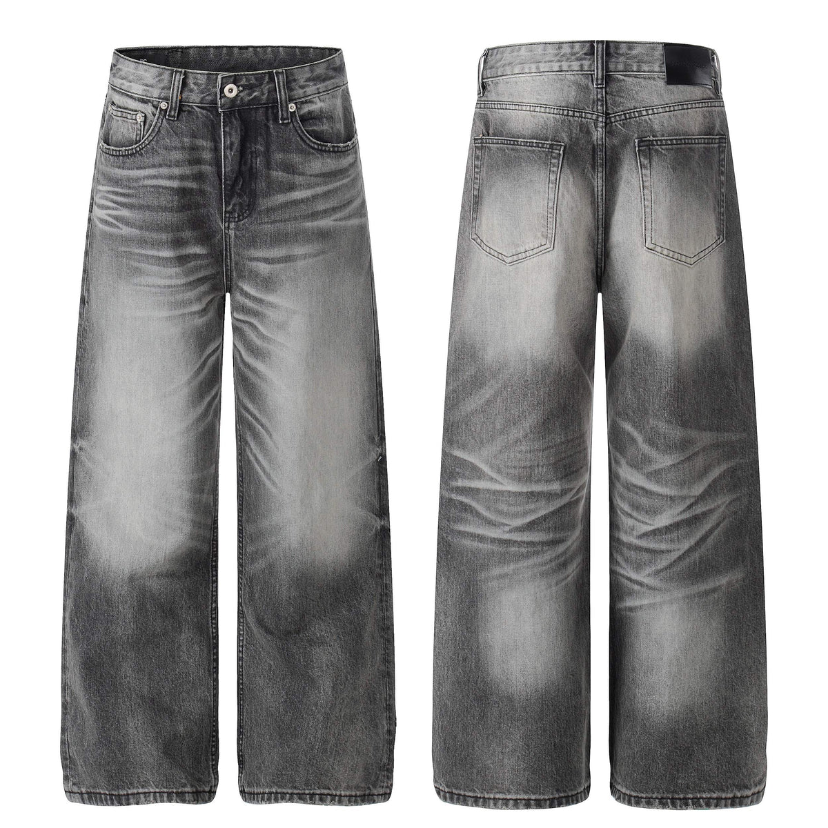 Madxmarx Faded Black Wide-Leg Jeans