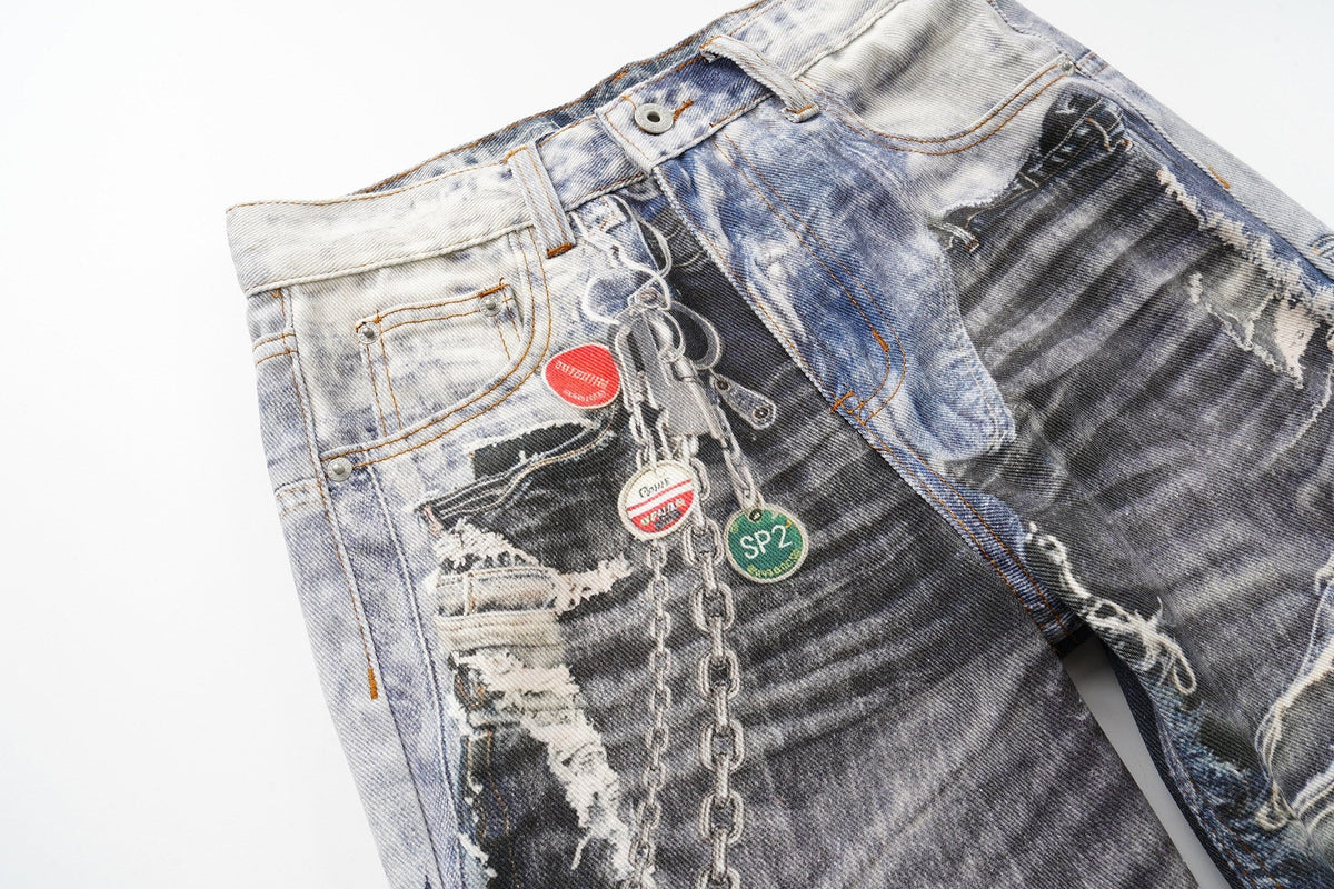 Madxmarx Distressed Patchwork Jeans
