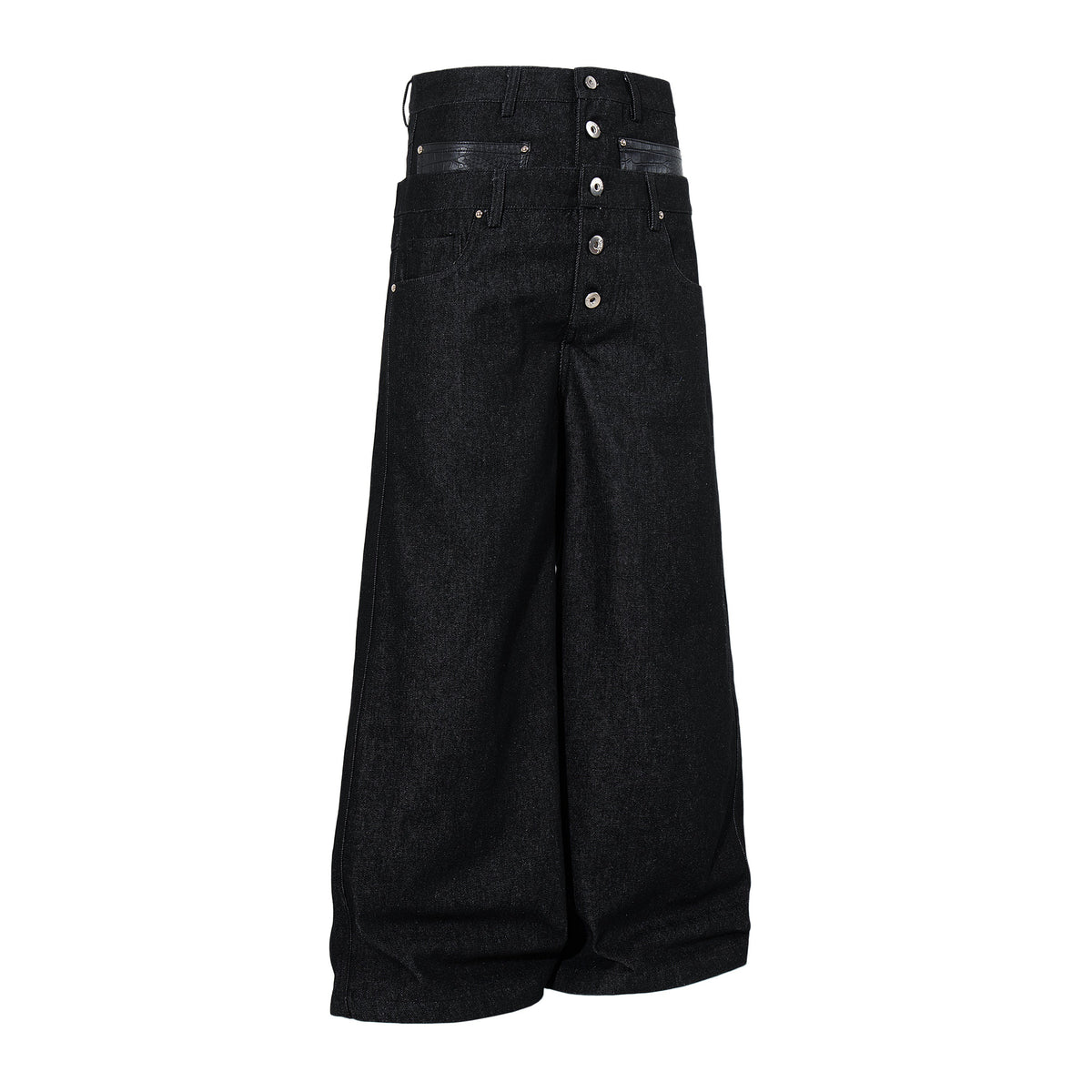 Pantalon en jean à jambe large et fermeture à boutons Madxmarx