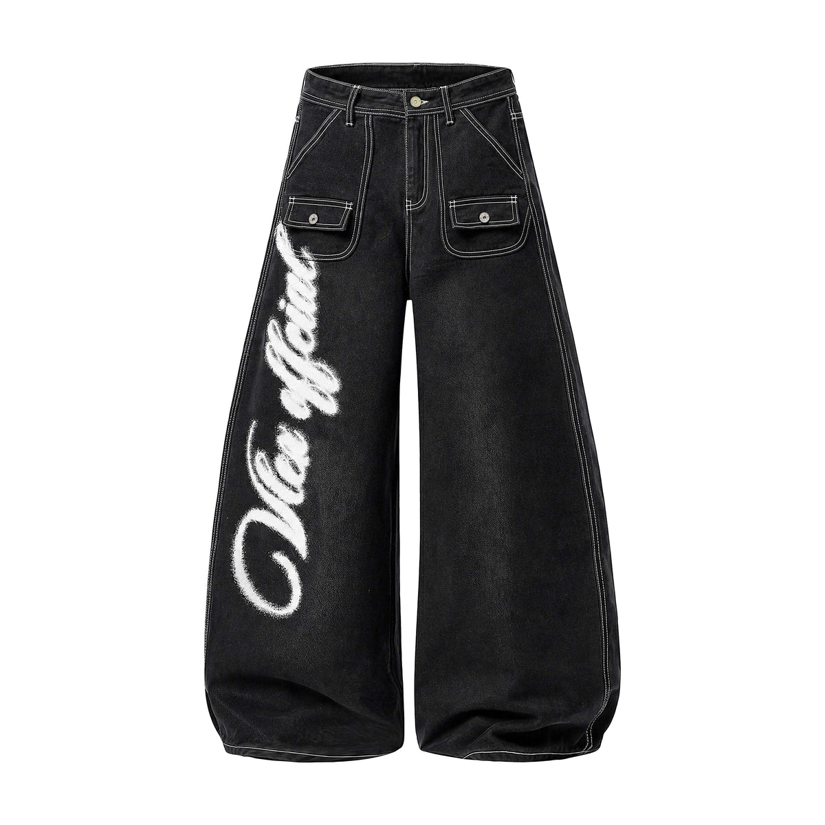 Madxmarx Angel Wing Graffiti Wide-Leg Jeans