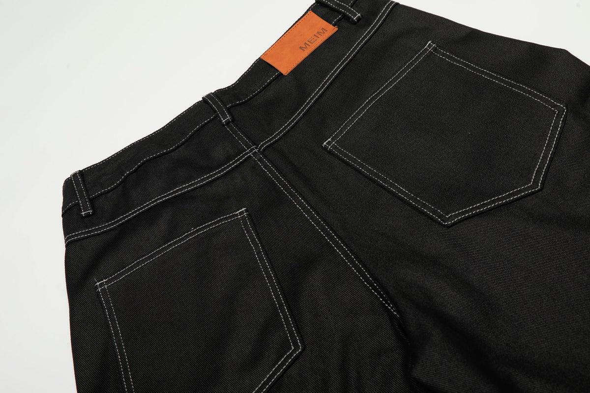 Pantalon large en jean à surpiqûres contrastantes Madxmarx
