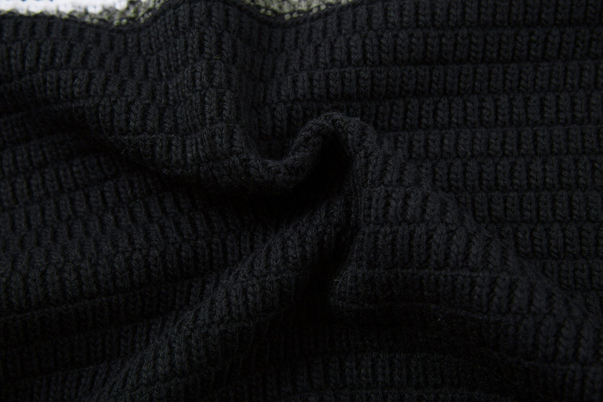 Madxmarx Striped Knit Polo Sweater