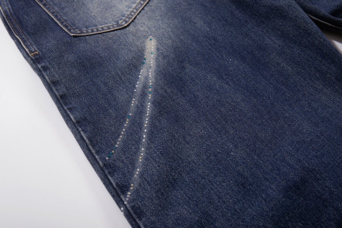 Madxmarx Rhinestone Wave Wide-Leg Jeans