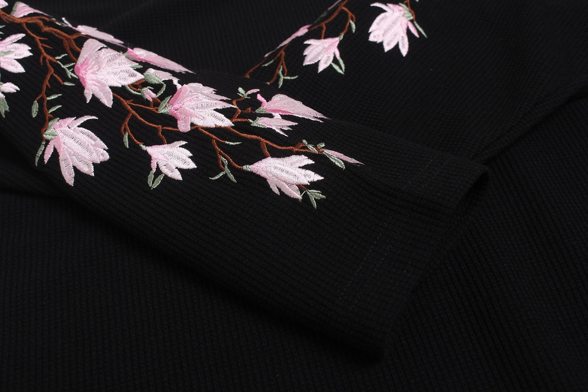 Madxmarx Floral Sleeve Waffle Long Sleeve