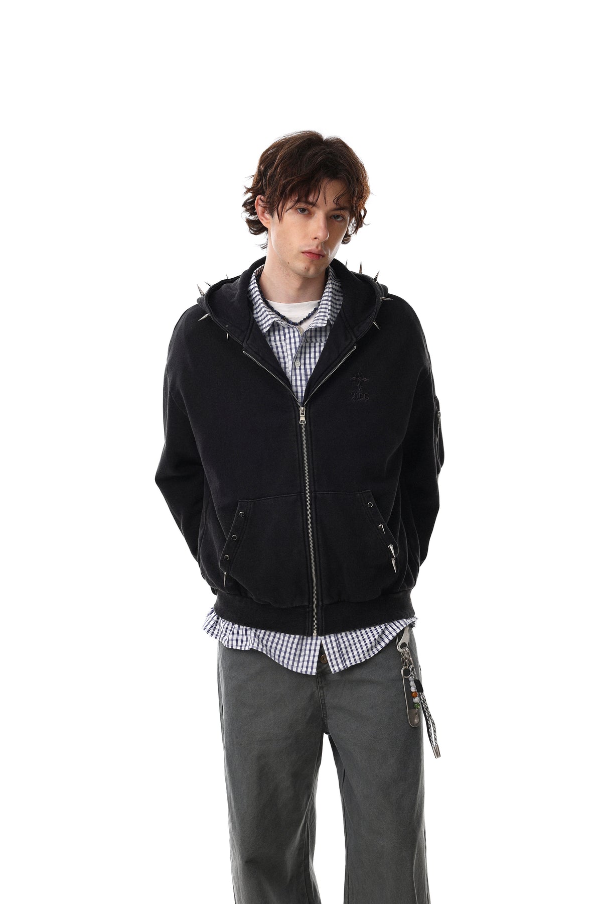 Madxmarx Studded Zip-Up Hoodie