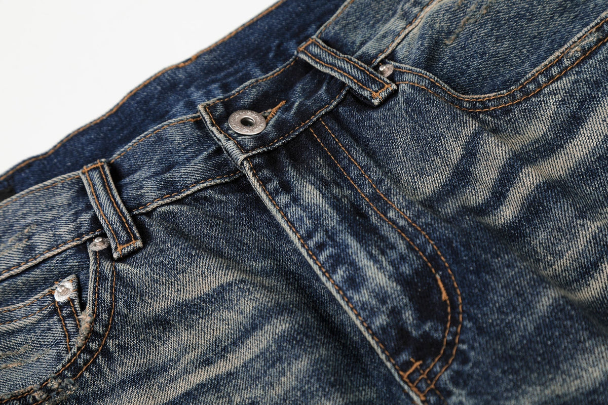 Madxmarx Distressed Dark Wash Wide-Leg Jeans