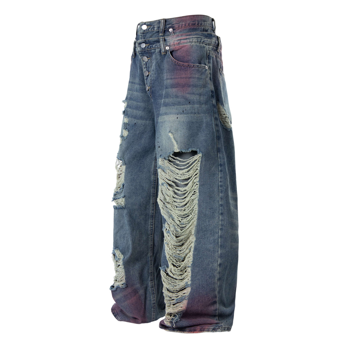 Madxmarx Distressed-Jeans mit weitem Bein in Washed-Optik
