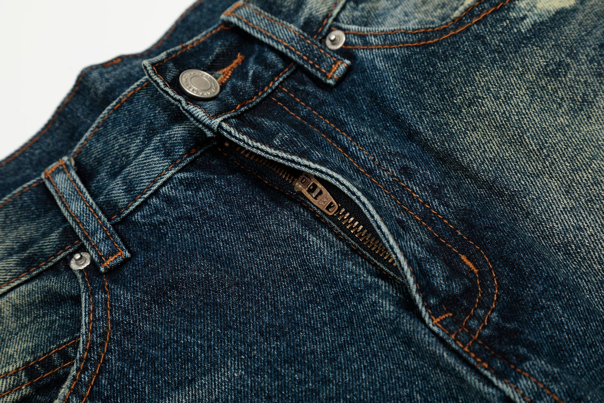 Madxmarx Vintage-Waschung Wide-Leg-Jeans