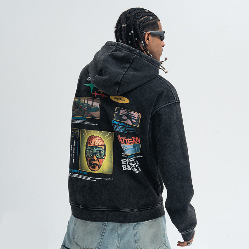 Madxmarx Graphic Washed Pullover Hoodie