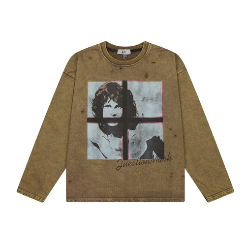 Camiseta de manga larga con gráfico vintage Madxmarx - M / Caqui