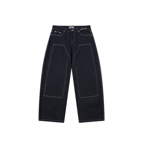 Madxmarx Panel-Stitch Wide-Leg Denim Pants - S / Blue