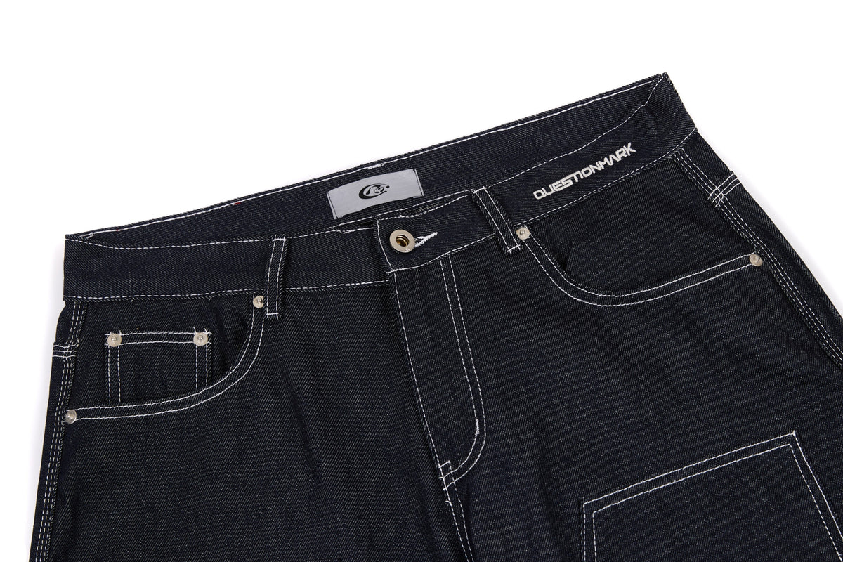 Madxmarx Panel-Stitch Wide-Leg Denim Pants