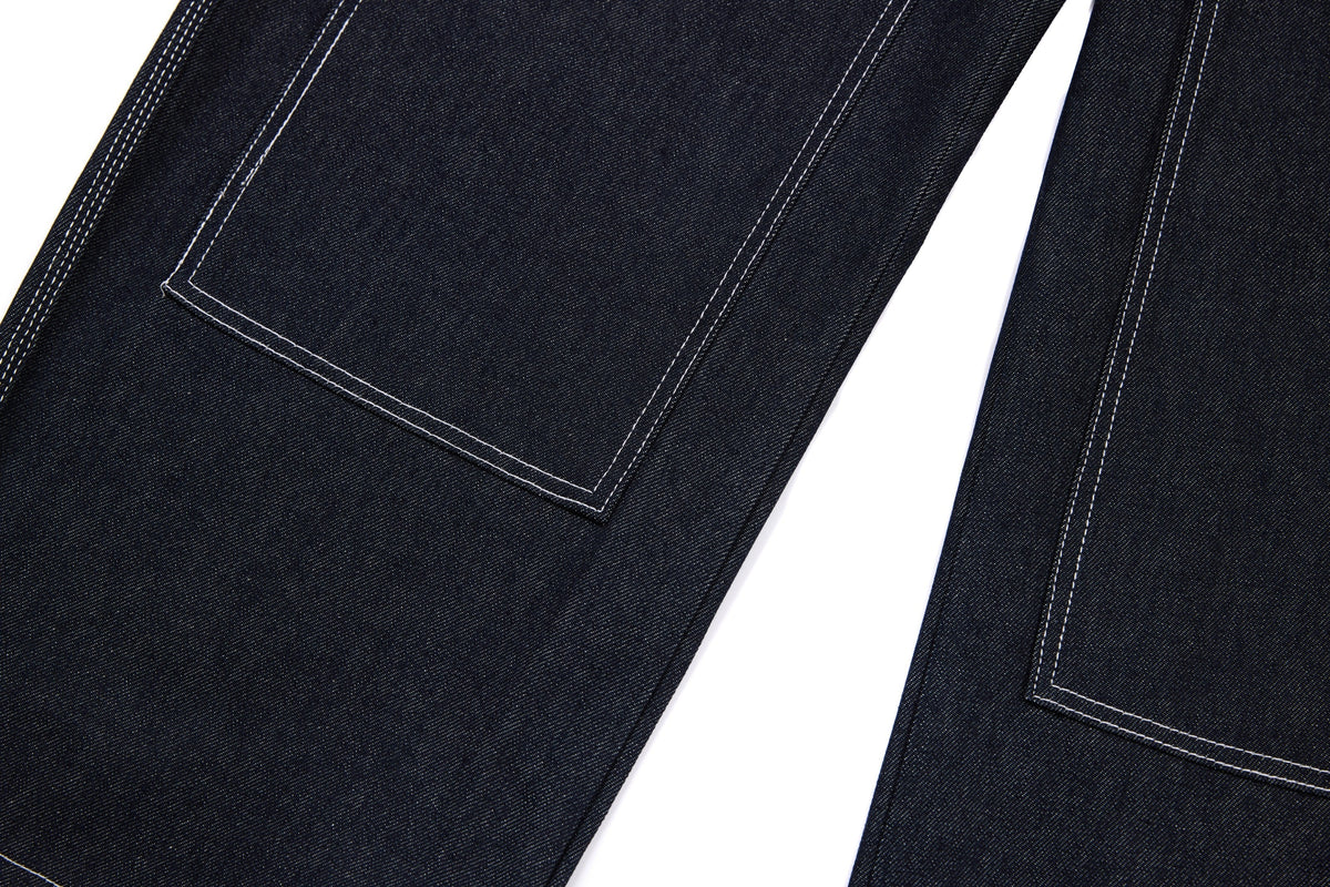 Madxmarx Panel-Stitch Wide-Leg Denim Pants