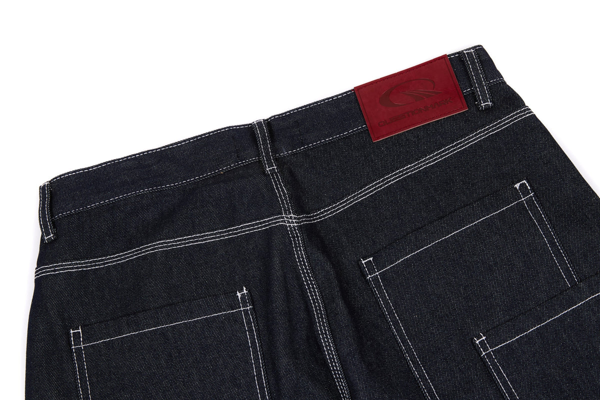 Madxmarx Panel-Stitch Wide-Leg Denim Pants