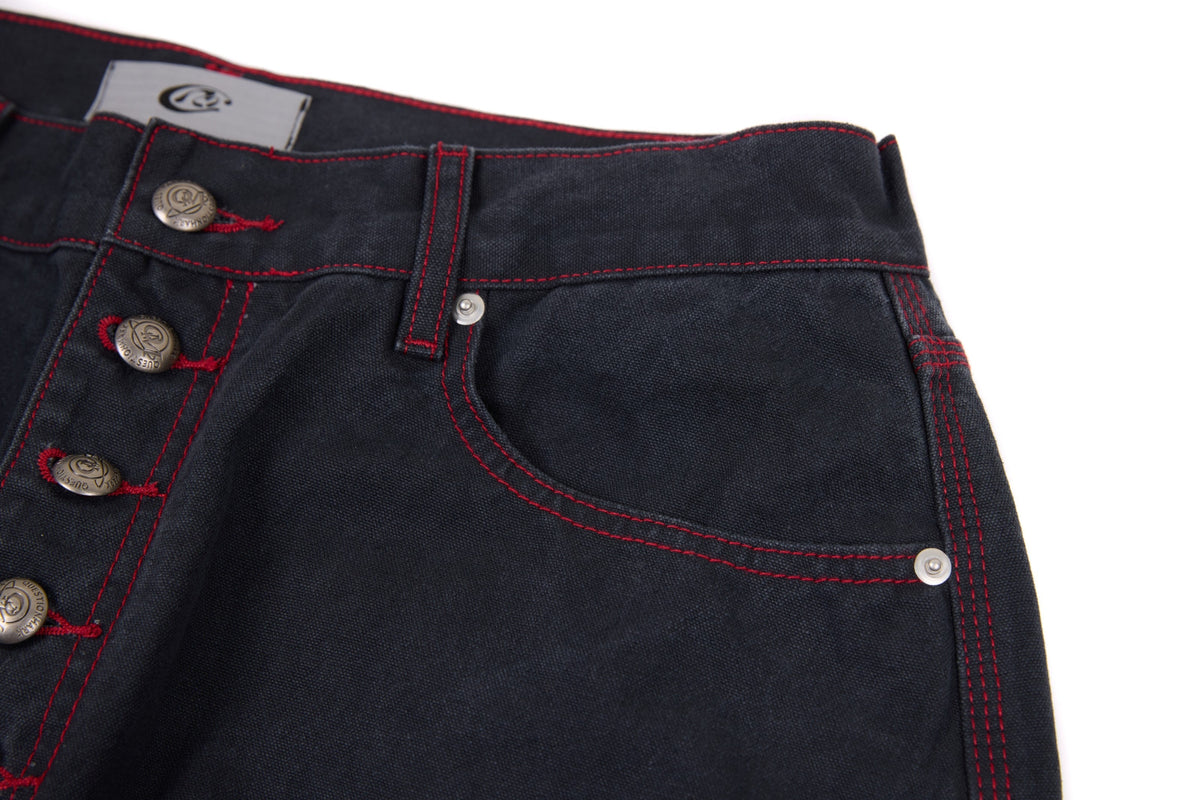 Pantalon en jean coupe tonneau à surpiqûres contrastantes Madxmarx