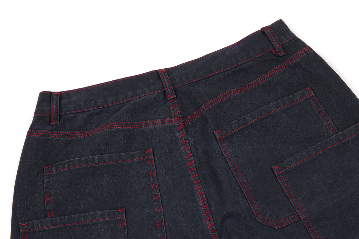 Pantalon en jean coupe tonneau à surpiqûres contrastantes Madxmarx