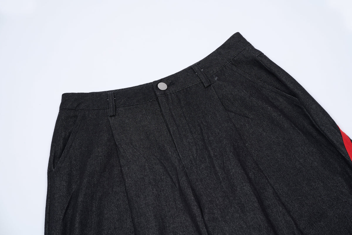 Madxmarx Red-Stripe Wide-Leg Cotton Pants