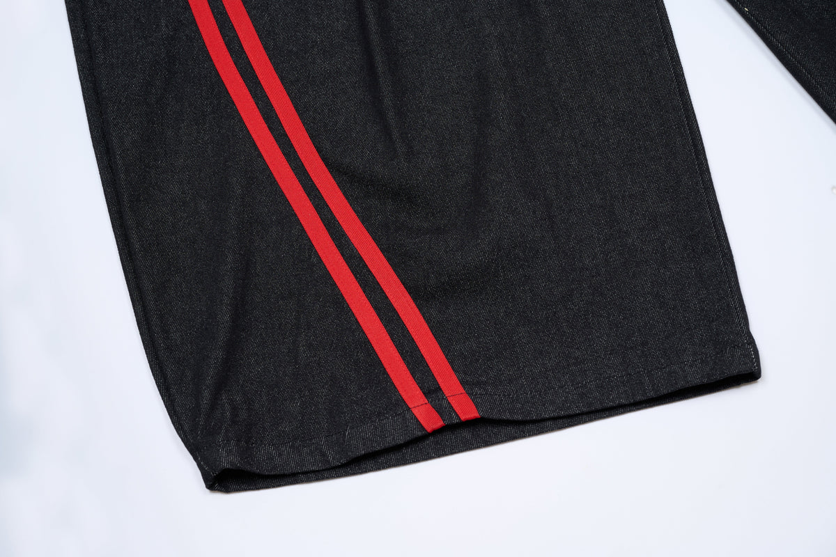 Madxmarx Red-Stripe Wide-Leg Cotton Pants