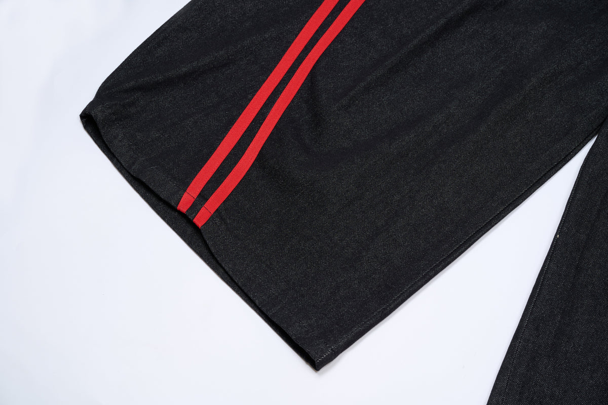 Madxmarx Red-Stripe Wide-Leg Cotton Pants