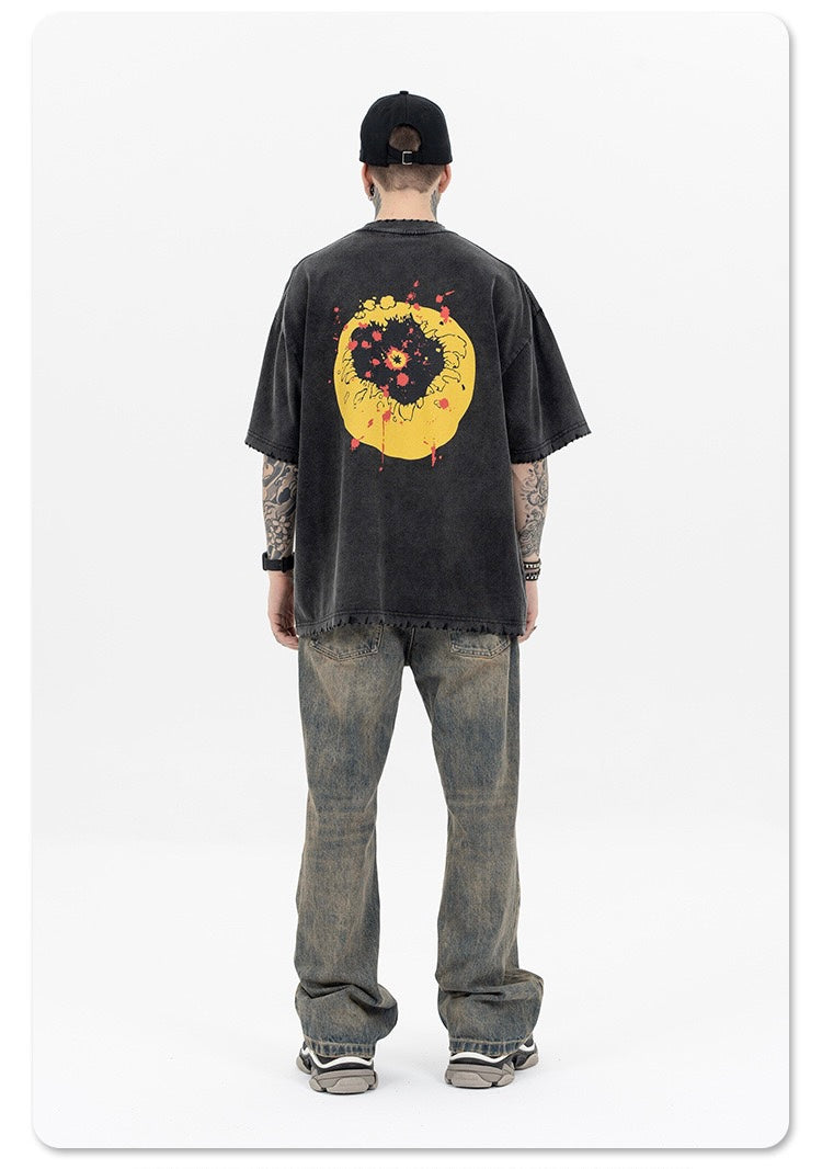 Madxmarx Distressed Smiley Graphic Tee