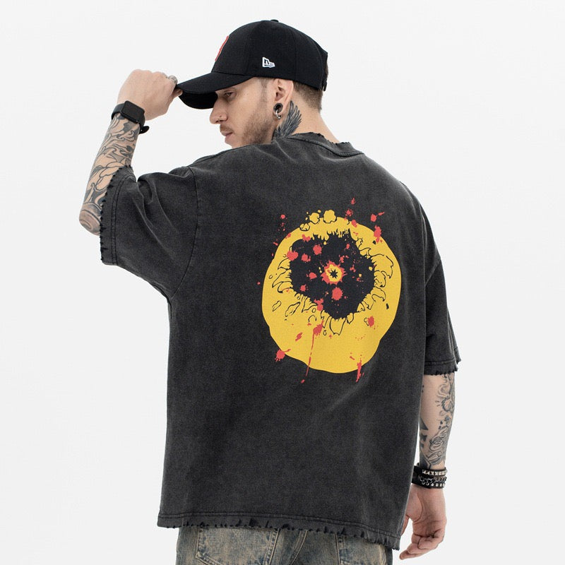 Madxmarx Distressed Smiley Graphic Tee